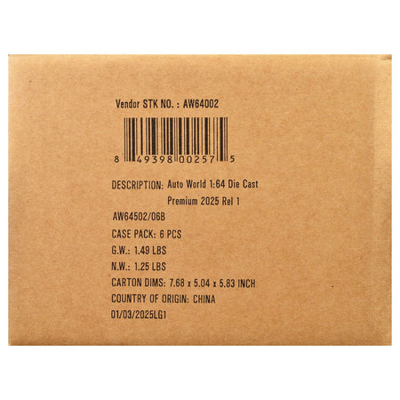 Auto World Premium 2025 Release 1 Set B of 6 pieces 1/64 Diecast Model Cars by Auto World - Autoworld - ModelCars.com