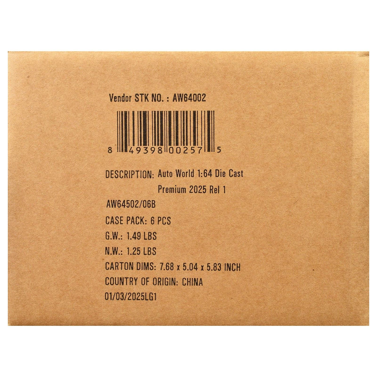 Auto World Premium 2025 Release 1 Set B of 6 pieces 1/64 Diecast Model Cars by Auto World-Autoworld-ModelCars.com