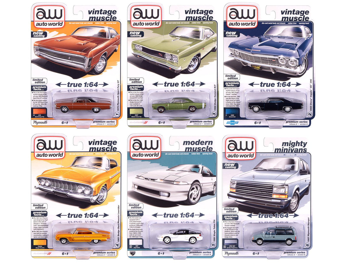 Auto World Premium 2025 Release 2 Set A of 6 pieces 1/64 Diecast Model Cars by Auto World-Autoworld-ModelCars.com