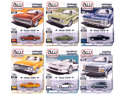 Auto World Premium 2025 Release 2 Set A of 6 pieces 1/64 Diecast Model Cars by Auto World-Autoworld-ModelCars.com