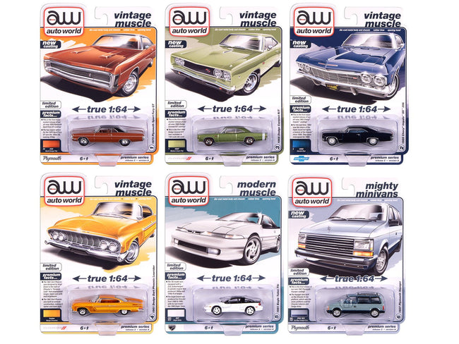Auto World Premium 2025 Release 2 Set A of 6 pieces 1/64 Diecast Model Cars by Auto World-Autoworld-ModelCars.com
