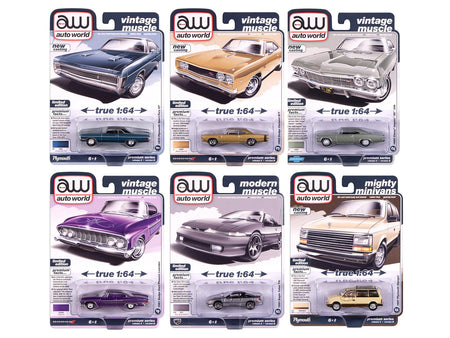 Auto World Premium 2025 Release 2 Set B of 6 pieces 1/64 Diecast Model Cars by Auto World-Autoworld-ModelCars.com
