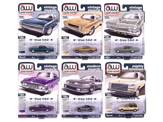 Auto World Premium 2025 Release 2 Set B of 6 pieces 1/64 Diecast Model Cars by Auto World-Autoworld-ModelCars.com