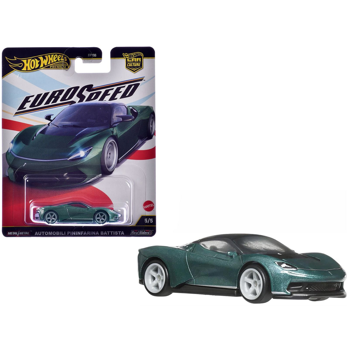 Automobili Pininfarina Battista Green Metallic with Black Top "Euro Speed" Series Diecast Model Car by Hot Wheels-Hotwheels-ModelCars.com