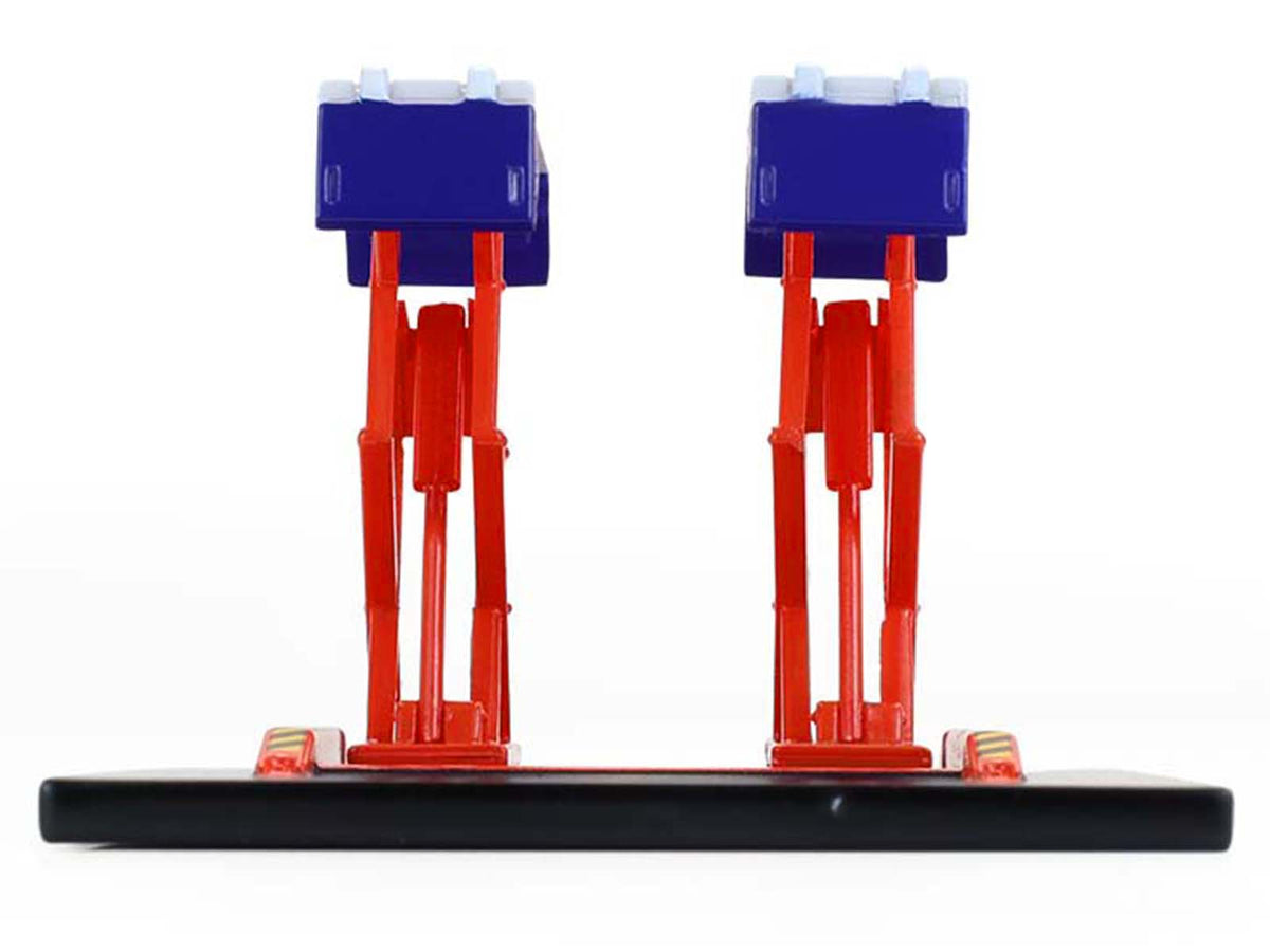 Automotive Double Scissor Lift "Chevron" White and Red "Double Scissor Lifts" Series 2 1/64 Diecast Model by Greenlight-Greenlight-ModelCars.com