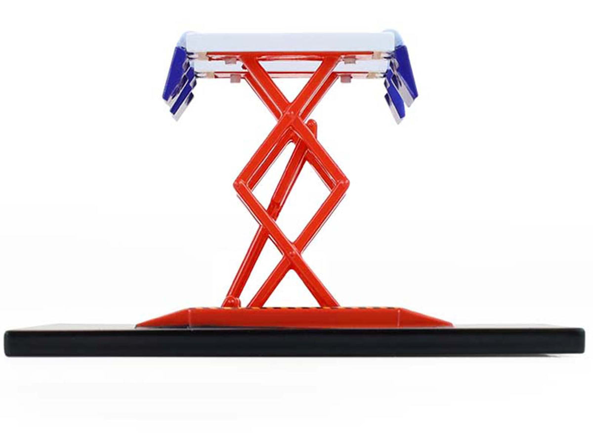 Automotive Double Scissor Lift "Chevron" White and Red "Double Scissor Lifts" Series 2 1/64 Diecast Model by Greenlight-Greenlight-ModelCars.com