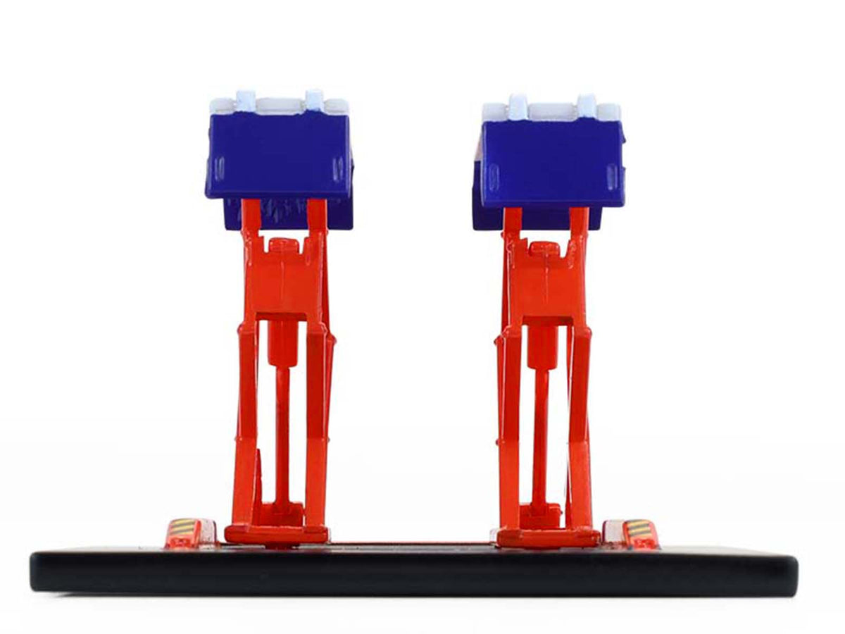 Automotive Double Scissor Lift "Chevron" White and Red "Double Scissor Lifts" Series 2 1/64 Diecast Model by Greenlight-Greenlight-ModelCars.com