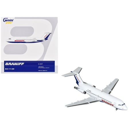 BAC 111-200 Commercial Aircraft "Braniff International Airways" (EI-BWP) White with Blue Tail "Gemini 200" Series 1/200 Diecast Model Airplane by GeminiJets-GeminiJets-ModelCars.com