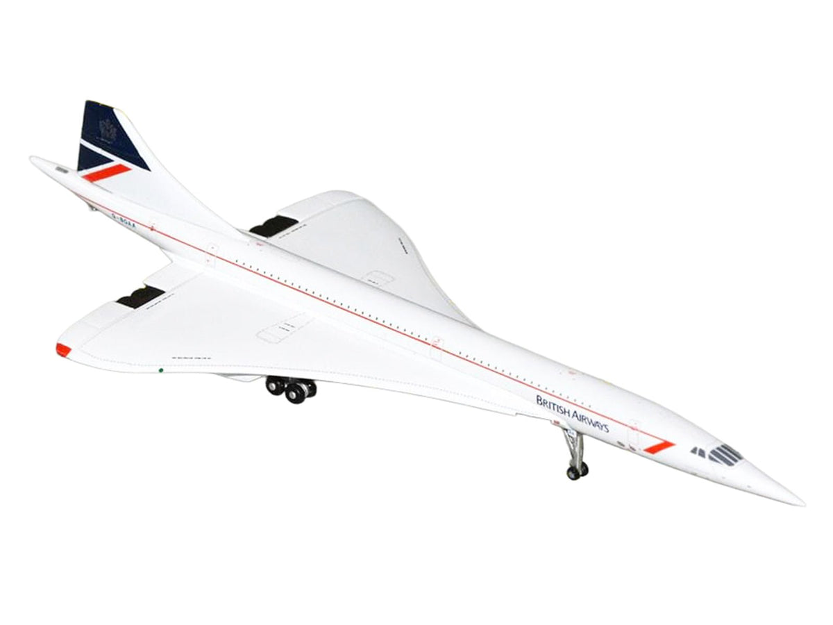BAC/Aerospatiale Concorde Commercial Aircraft "British Airways" (G-BOAA) White with Red Stripes and Blue Tail 1/400 Diecast Model Airplane by GeminiJets-GeminiJets-ModelCars.com
