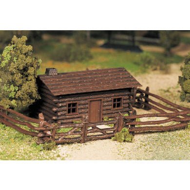 Bachmann Log Cabin with Rustic Fence - Bachmann - ModelCars.com