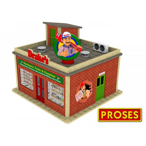 Bachmann O Scale Drake's Hardware Store with Light and Rotating Sign Kit - Bachmann - ModelCars.com