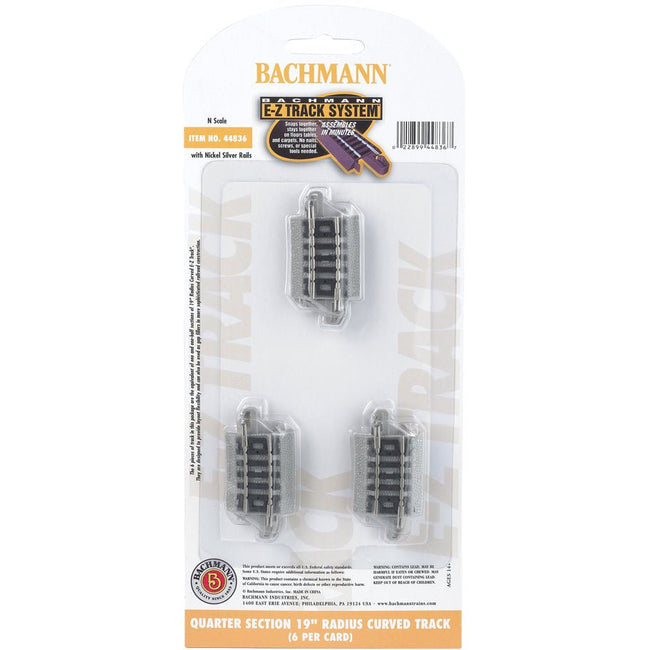 Bachmann Quarter Section 19" Radius Curved Track (N Scale) - Bachmann - ModelCars.com