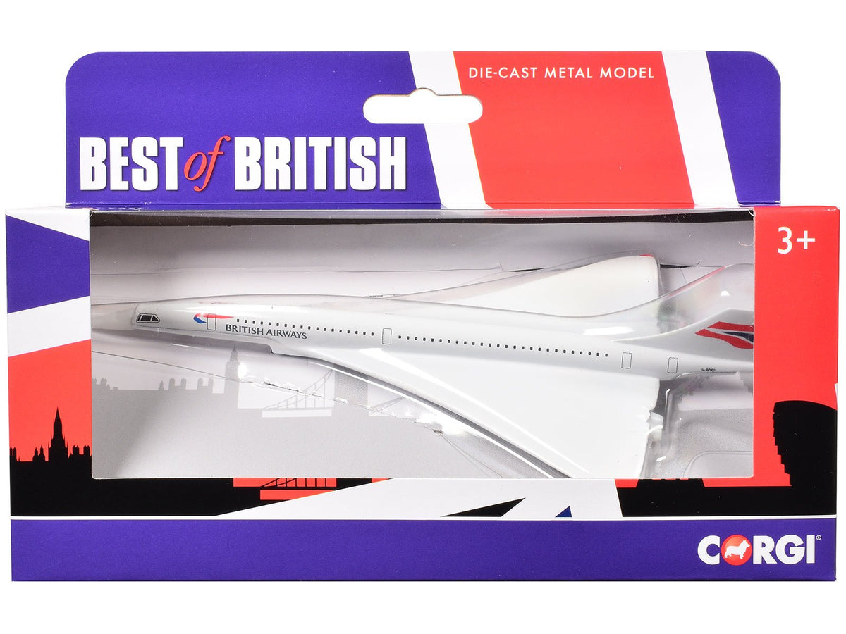 BAe/Aerospatiale Concorde Commercial Aircraft "British Airways" White "Best of British" Series Diecast Model by Corgi-Corgi-ModelCars.com