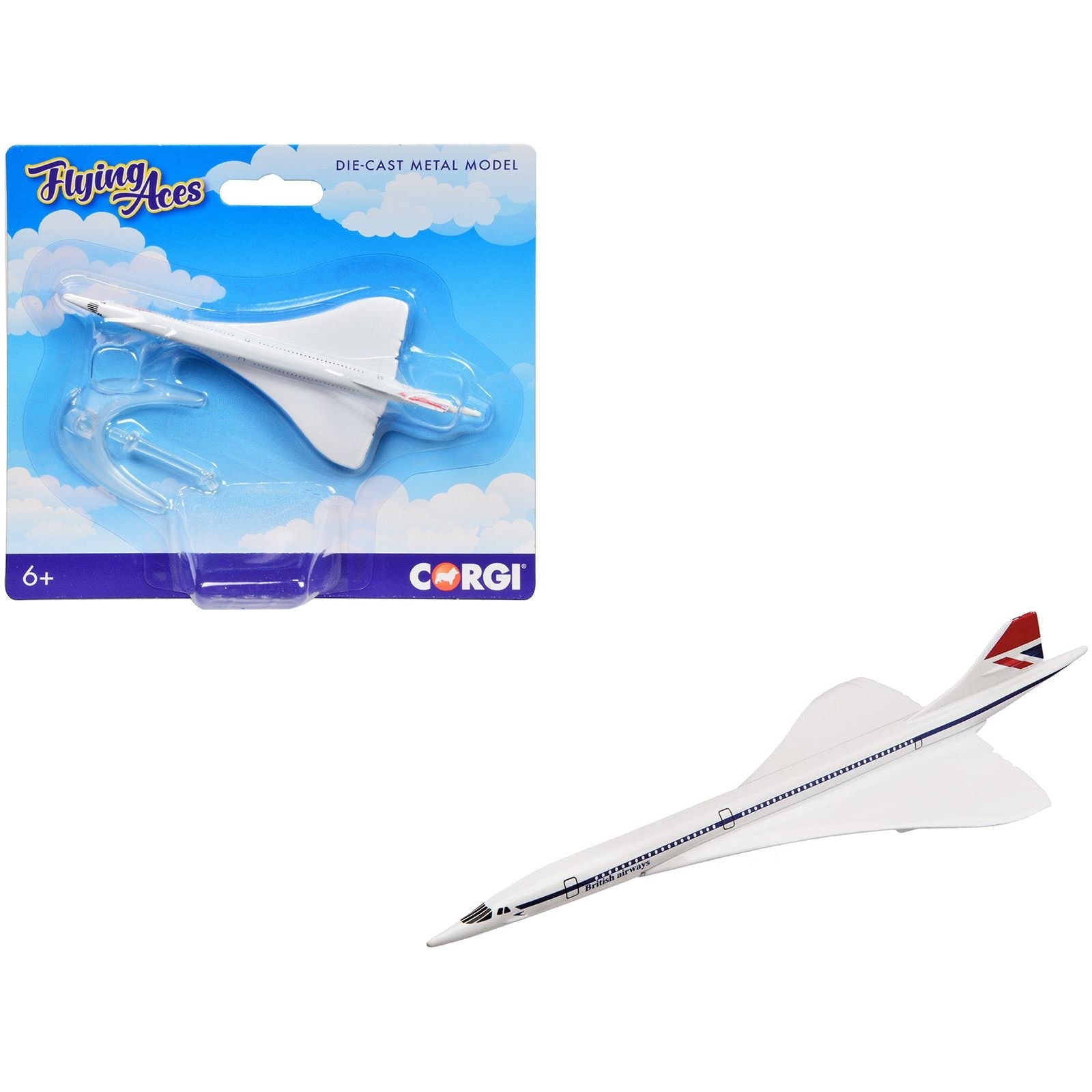 BAe/Aerospatiale Concorde Commercial Aircraft "British Airways" White "Flyin Aces" Series Diecast Model by Corgi - Corgi - ModelCars.com