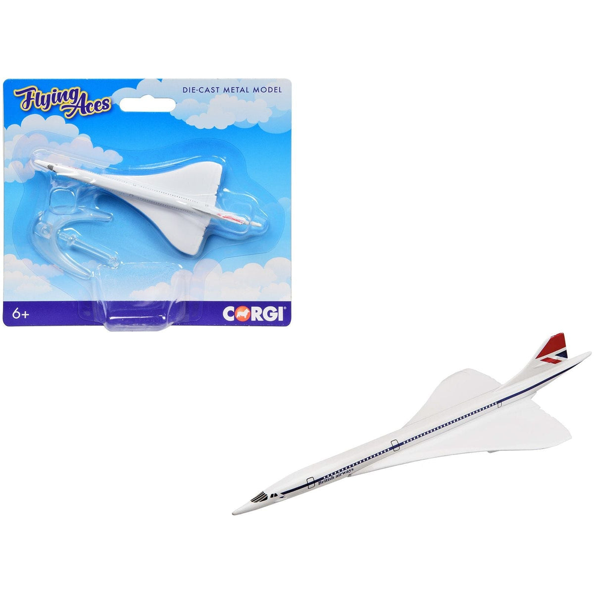 BAe/Aerospatiale Concorde Commercial Aircraft "British Airways" White "Flyin Aces" Series Diecast Model by Corgi-Corgi-ModelCars.com