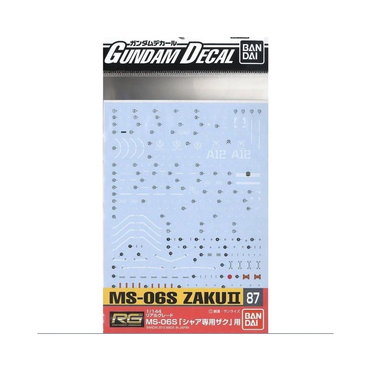 Bandai GD - 87 RG MS - 06S Zaku II Waterslide Decals - Bandai - ModelCars.com