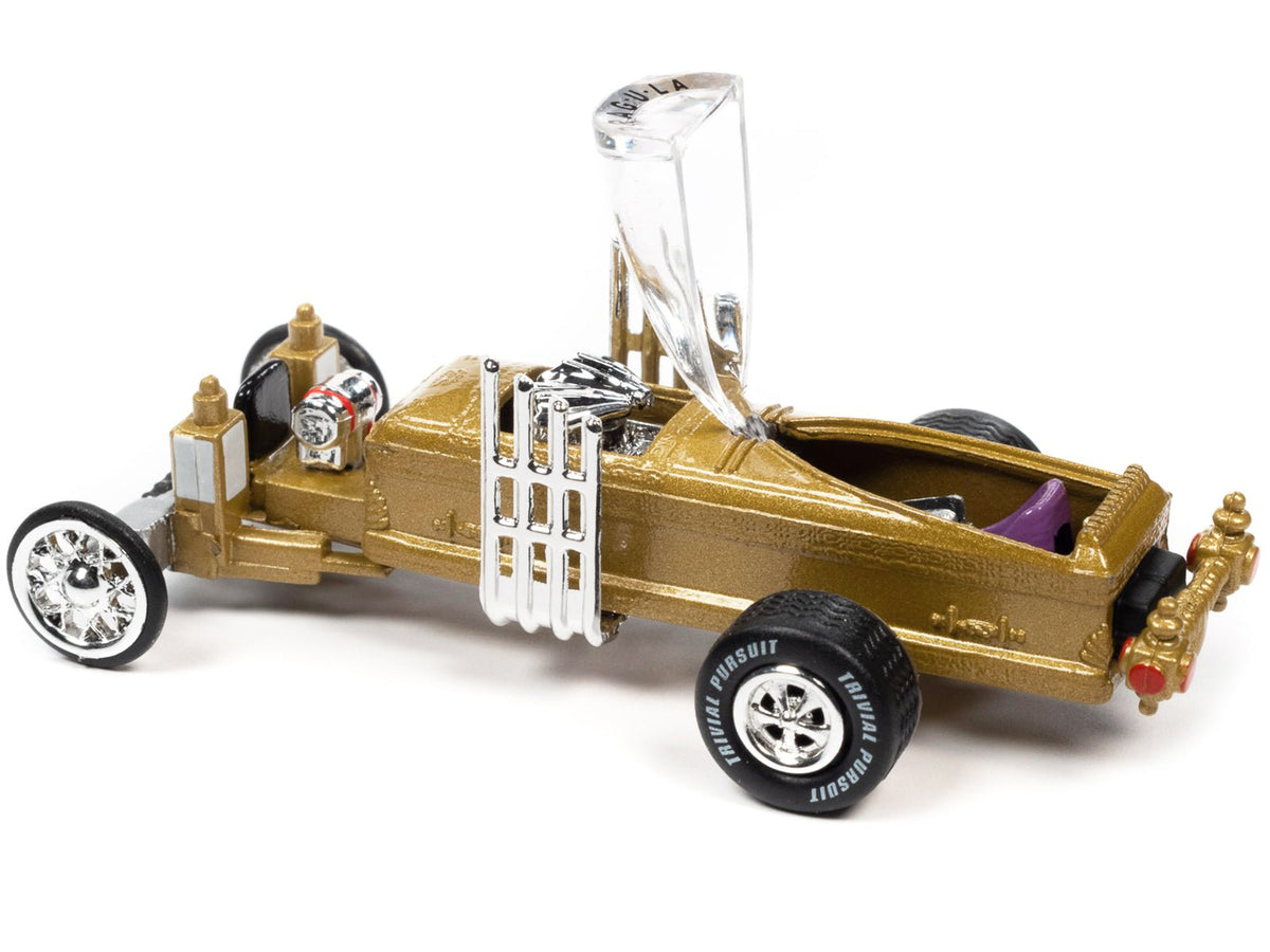 Barris Drag-U-La "The Munsters" "Trivia Pursuit" with Poker Chip Collector's Token and Game Card "Pop Culture" 2022 Release 3 1/64 Diecast Model Car by Johnny Lightning-Johnny Lightning-ModelCars.com