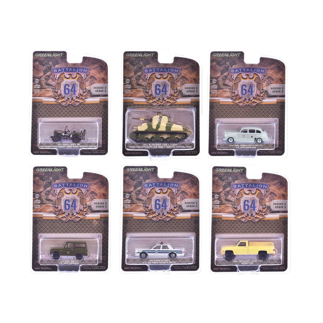 "Battalion 64" Series 5 Set of 6 pieces 1/64 Diecast Models by Greenlight-Greenlight-ModelCars.com