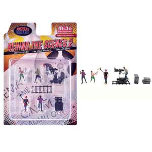 "Behind The Scenes #2" 7 piece (4 People 3 Accessories) Diecast Figures Set 1/64 Scale Models by American Diorama