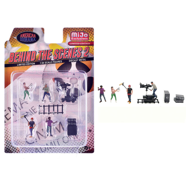 "Behind The Scenes #2" 7 piece (4 People 3 Accessories) Diecast Figures Set 1/64 Scale Models by American Diorama-American Diorama-ModelCars.com