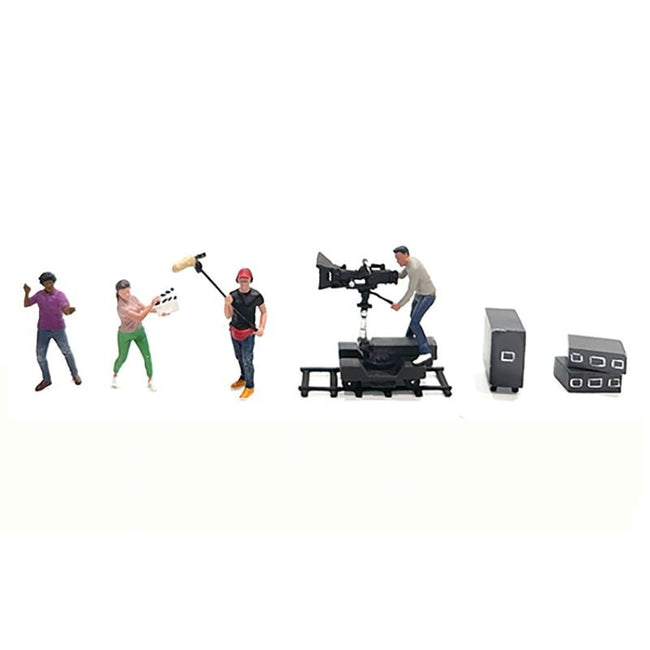 "Behind The Scenes #2" 7 piece (4 People 3 Accessories) Diecast Figures Set 1/64 Scale Models by American Diorama-American Diorama-ModelCars.com