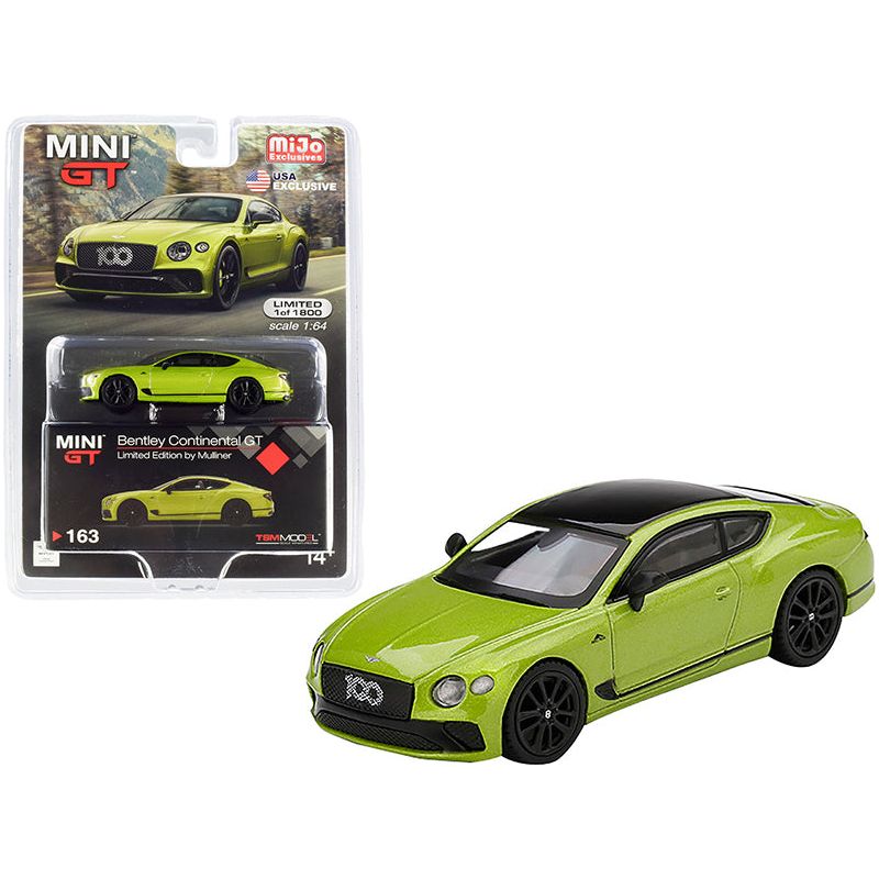 Bentley Continental GT Limited Edition by Mulliner Green Metallic with Black Top Limited Edition to 1800 pieces Worldwide 1/64 Diecast Model Car by Mini GT - Mini GT - ModelCars.com