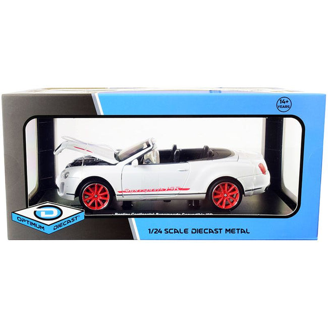 Bentley Continental Supersports ISR Convertible White Metallic with Red Wheels 1/24 Diecast Model Car by Optimum Diecast - Optimum Diecast - ModelCars.com