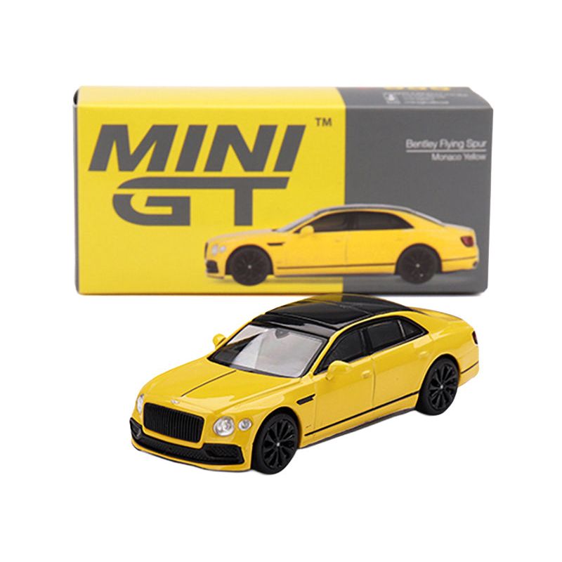 Bentley Flying Spur Monaco Yellow with Black Top Limited Edition 1/64 Diecast Model Car by Mini GT-Mini GT-ModelCars.com
