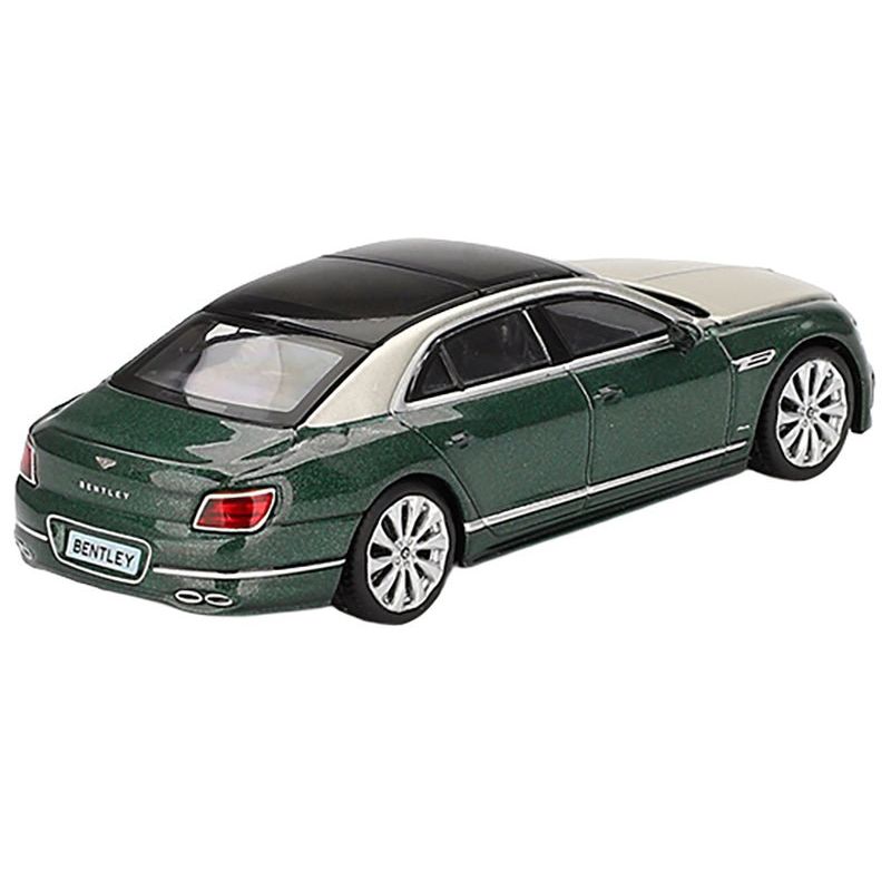 Bentley Flying Spur White Sand and Verdant Green Metallic with Black Top Limited Edition 1/64 Diecast Model Car by Mini GT - Mini GT - ModelCars.com