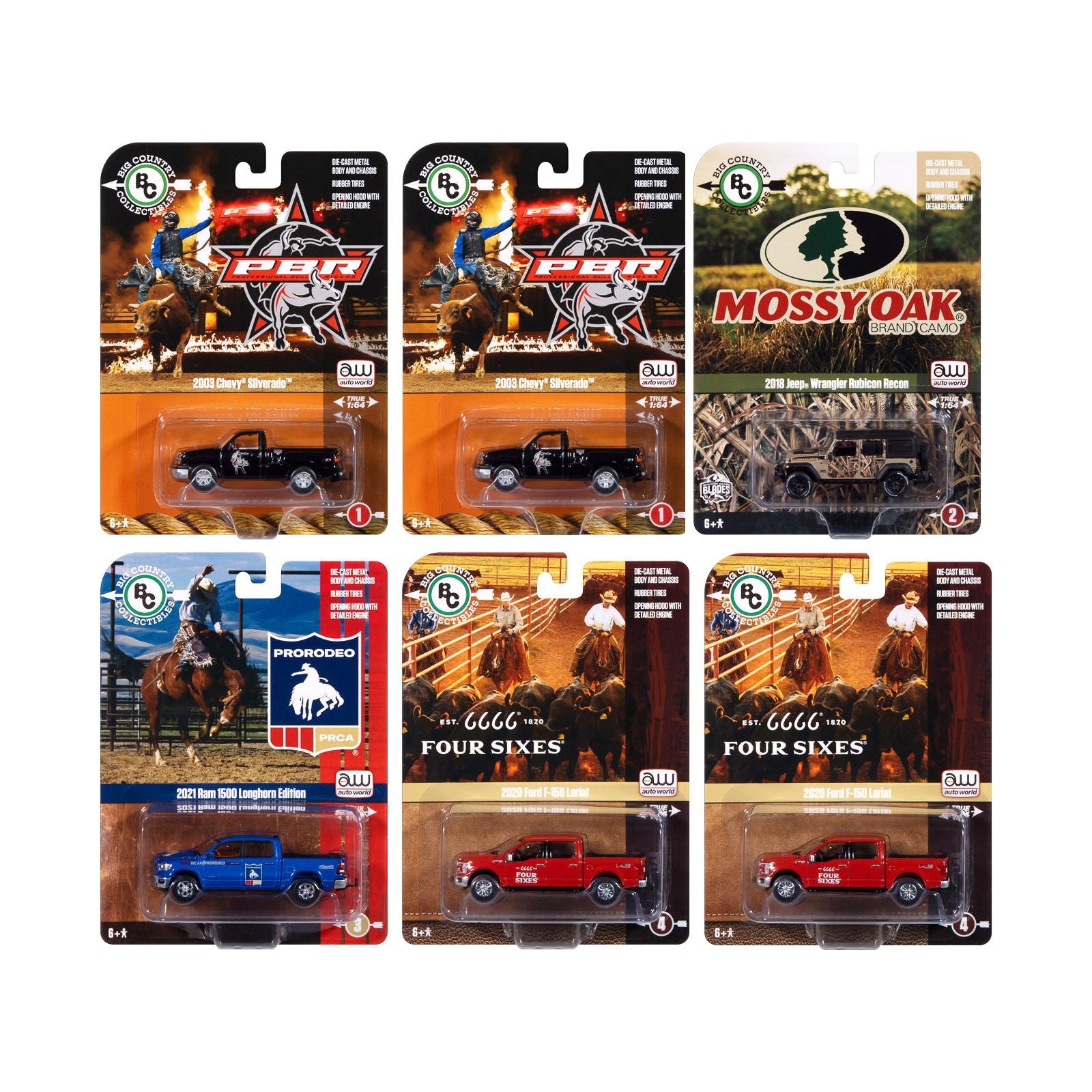 Big Country Collectibles 2024 Release 1 Set of 6 pieces 1/64 Diecast Model Cars by Auto World - Autoworld - ModelCars.com