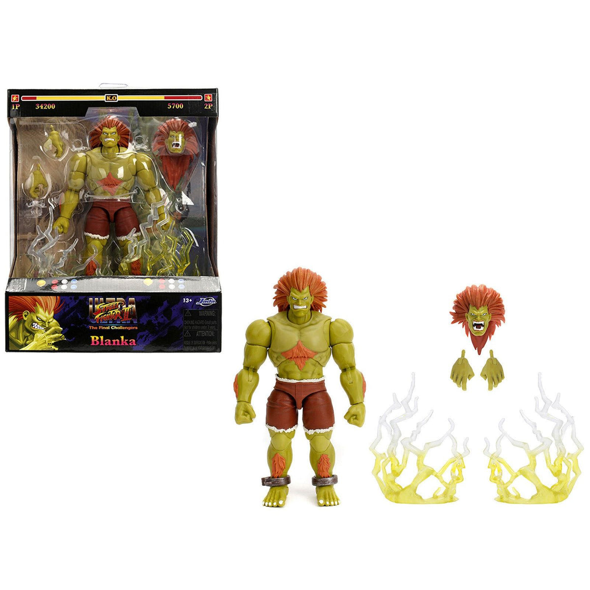 Blanka 7.5" Moveable Figure with Accessories and Alternate Head and Hands "Ultra Street Fighter II: The Final Challengers" (2017) Video Game Model by Jada - Jada - ModelCars.com