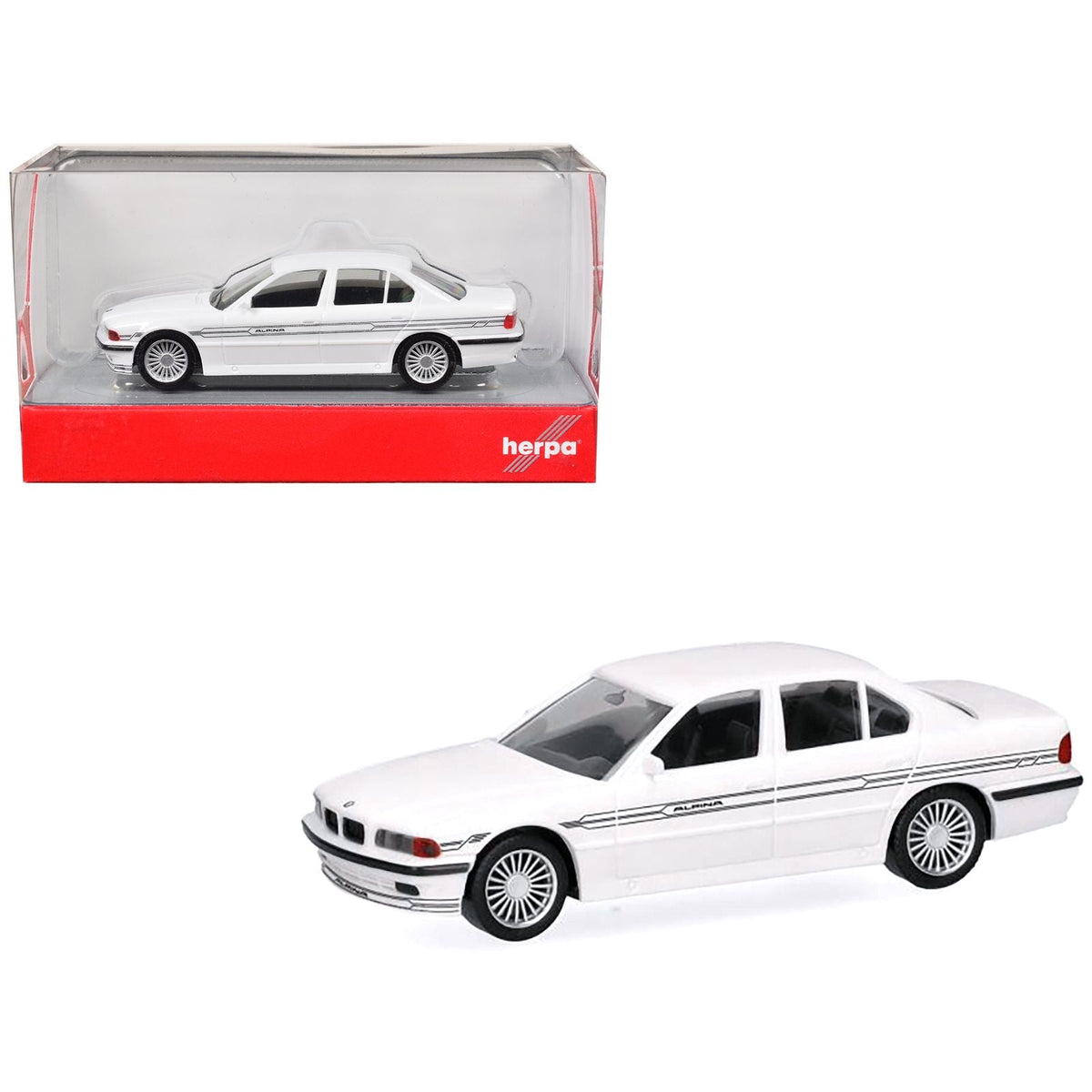 BMW Alpina B12 White 1/87 (HO) Plastic Model Car by Herpa-Herpa-ModelCars.com