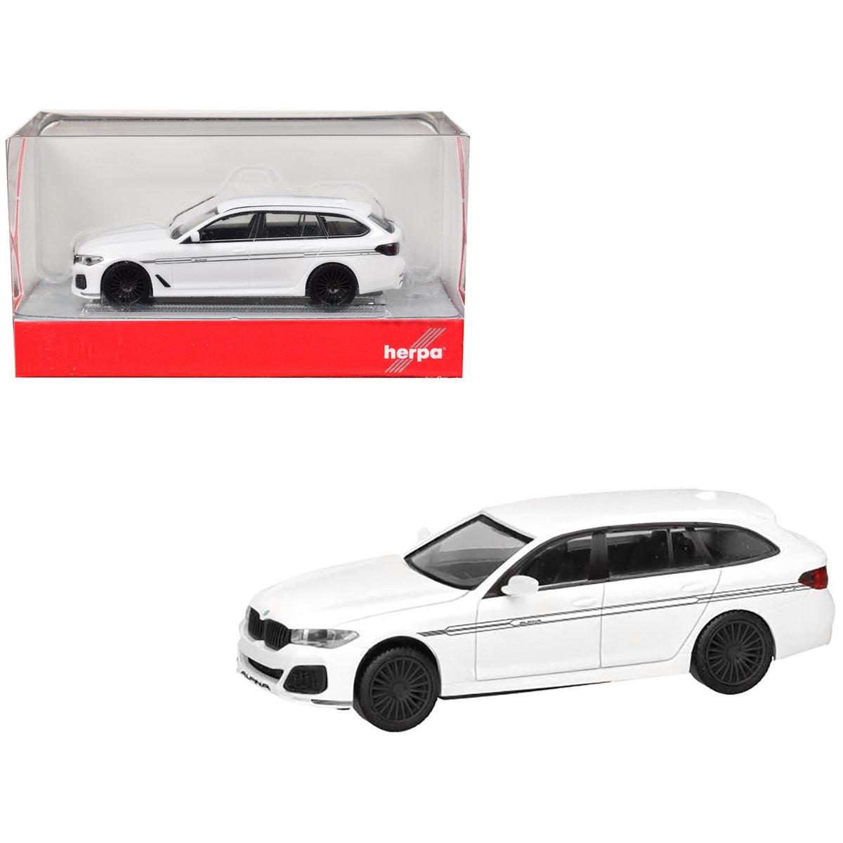 BMW Alpina B5 Touring White 1/87 (HO) Plastic Model Car by Herpa-Herpa-ModelCars.com