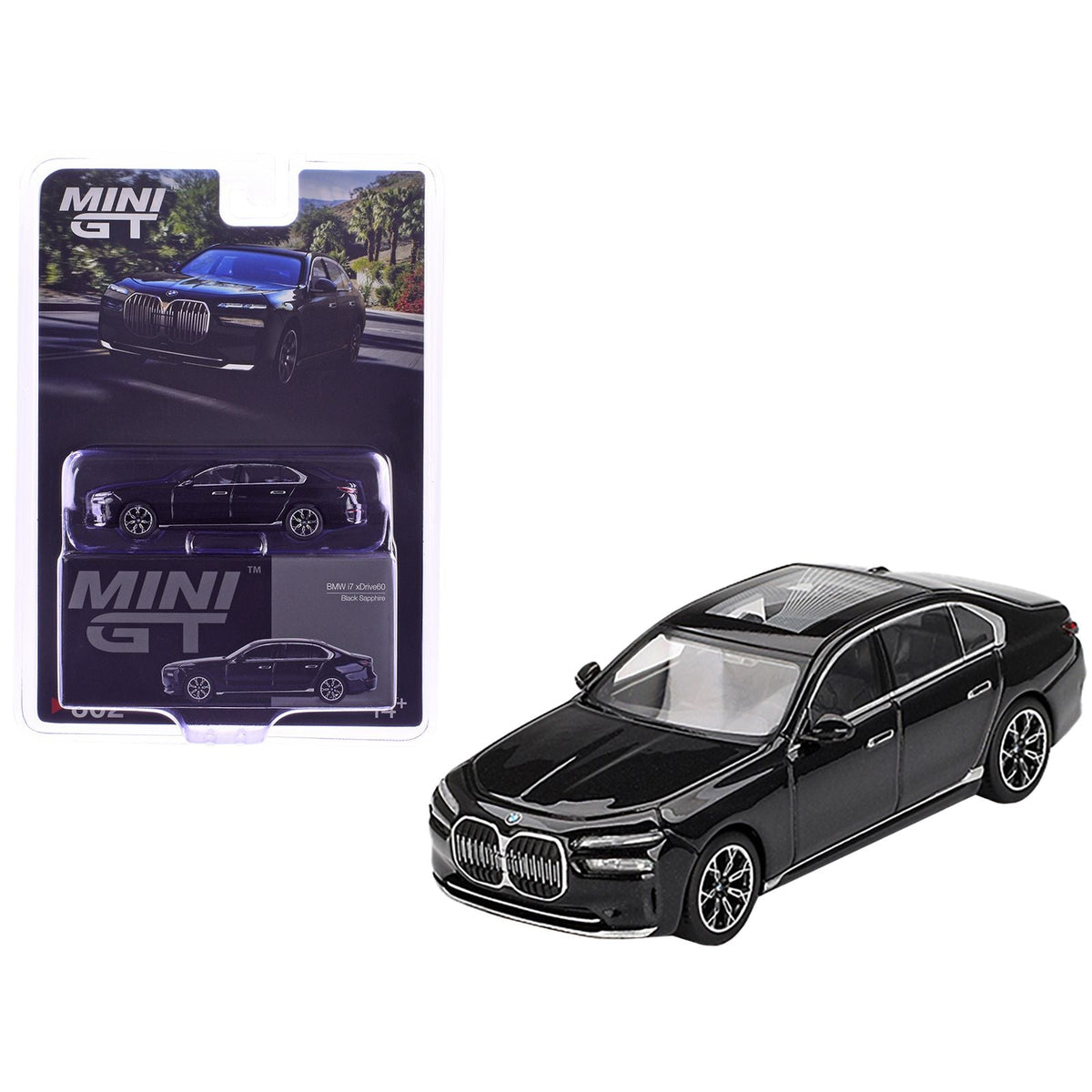 BMW i7 xDrive60 Black Sapphire Limited Edition 1/64 Diecast Model Car by Mini GT-Mini GT-ModelCars.com
