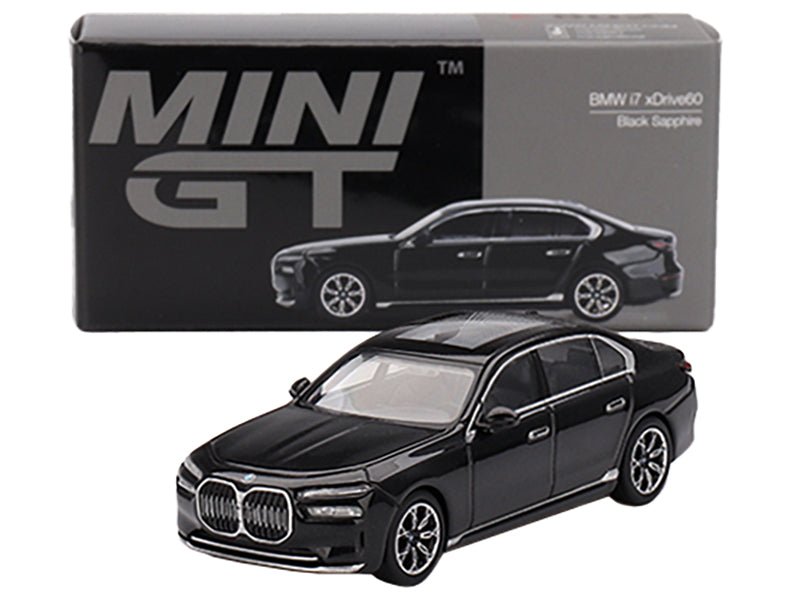BMW i7 xDrive60 Black Sapphire Limited Edition 1/64 Diecast Model Car by Mini GT-Mini GT-ModelCars.com