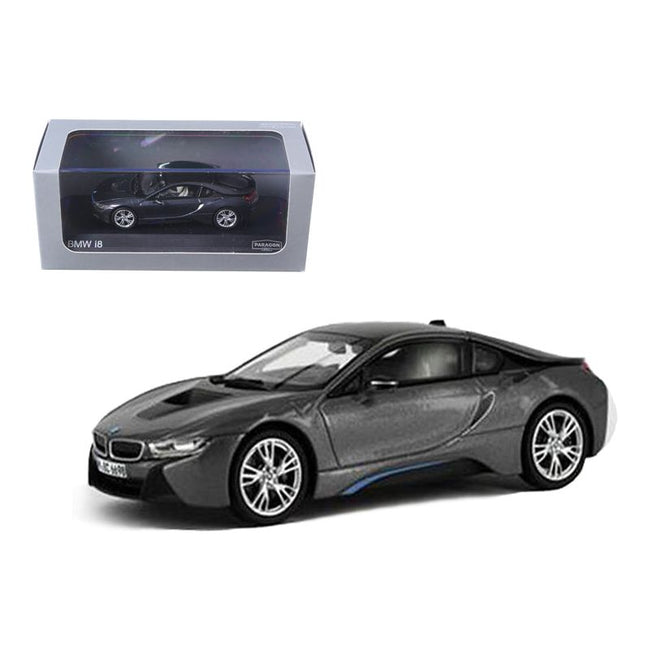 BMW i8 Grey with Blue 1/43 Diecast Model Car by Paragon - Paragon - ModelCars.com