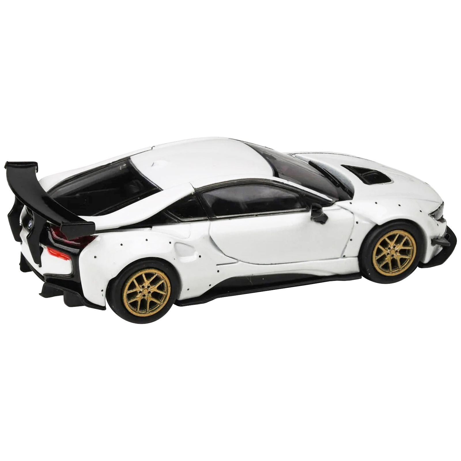 BMW i8 Liberty Walk White with Gold Wheels 1/64 Diecast Model Car by Paragon Models - Paragon - ModelCars.com