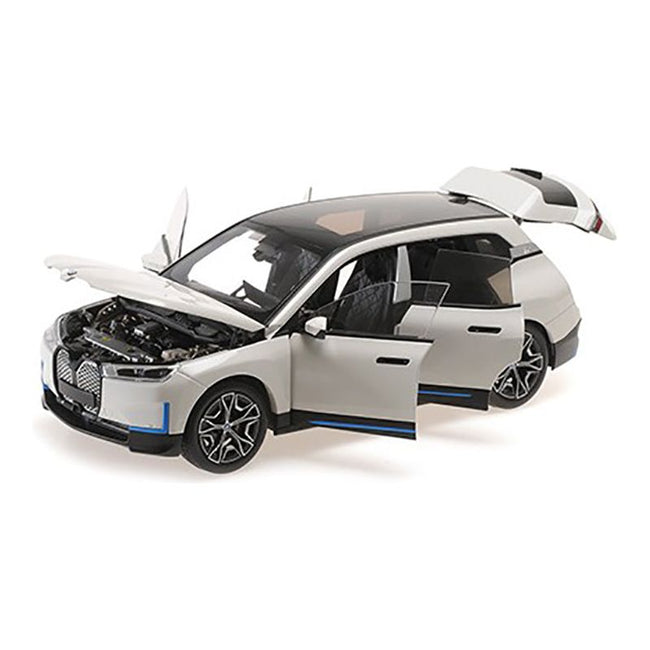 BMW iX White Metallic 1/18 Diecast Model Car by Minichamps-Minichamps-ModelCars.com