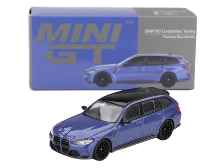 BMW M3 Competition Touring Portimao Blue Metallic with Black Top 1/64 Diecast Model Car by Mini GT-Mini GT-ModelCars.com