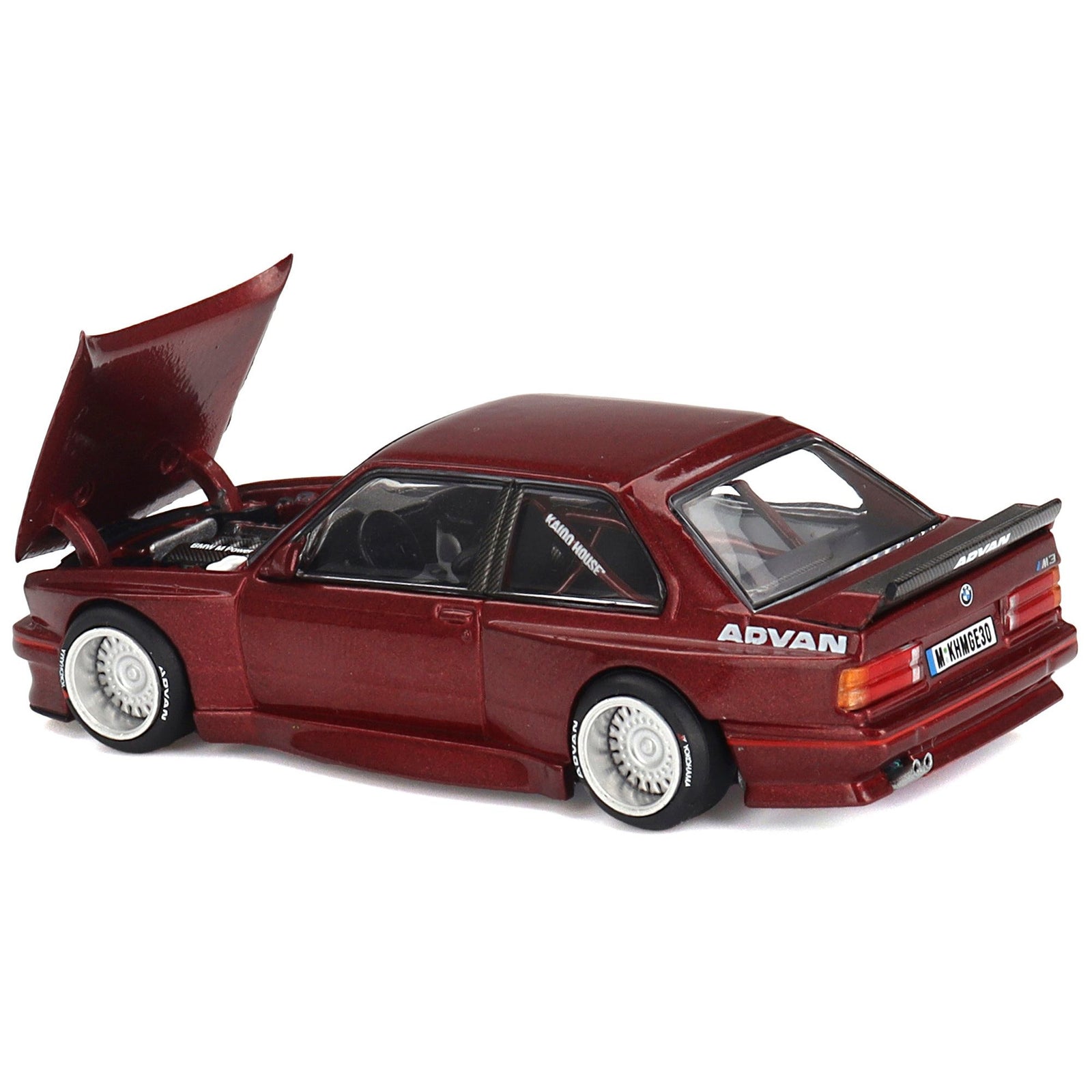 BMW M3 (E30) "Kaido GT V1" Red Metallic with Graphics (Designed by Jun Imai) "Kaido House" Special 1/64 Diecast Model Car by Mini GT - Mini GT - ModelCars.com