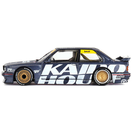 BMW M3 (E30) "Kaido Works V1" Dark Blue Metallic with Graphics (Designed by Jun Imai) "Kaido House" Special 1/64 Diecast Model Car by Mini GT - Mini GT - ModelCars.com