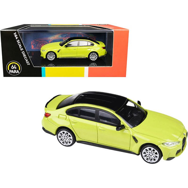 BMW M3 (G80) Sao Paulo Yellow with Black Top 1/64 Diecast Model Car by Paragon - Paragon - ModelCars.com