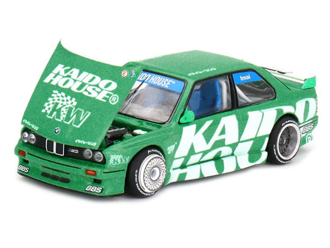 BMW M3 "Kaido Works V2" Green Metallic with Graphics (Designed by Jun Imai) "Kaido House" Special 1/64 Diecast Model Car by Mini GT-Mini GT-ModelCars.com