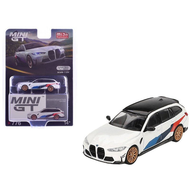 BMW M3 M Performance Touring Alpine White with Black Top and Graphics Limited Edition to 4800 pieces Worldwide 1/64 Diecast Model Car by Mini GT-Mini GT-ModelCars.com