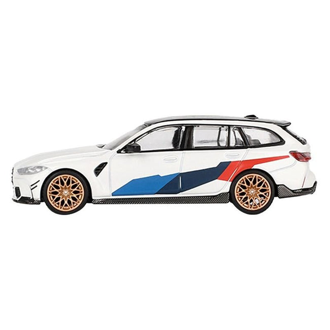 BMW M3 M Performance Touring Alpine White with Black Top and Graphics Limited Edition to 4800 pieces Worldwide 1/64 Diecast Model Car by Mini GT-Mini GT-ModelCars.com