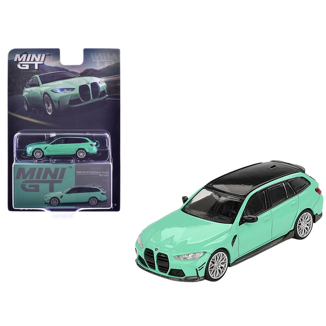 BMW M3 M Performance Touring Mint Green with Black Top Limited Edition 1/64 Diecast Model Car by Mini GT-Mini GT-ModelCars.com