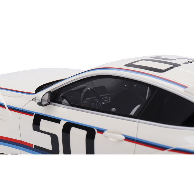 BMW M4 3.0 CSL 50 White with Blue and Red Stripes 1/18 Model Car by Top Speed - Top Speed - ModelCars.com