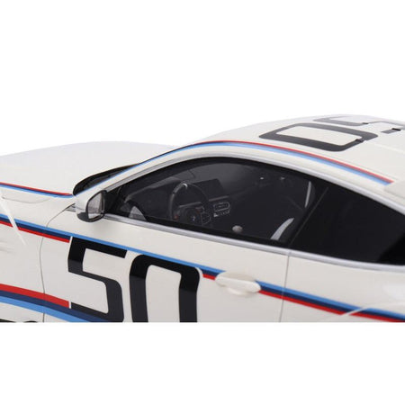 BMW M4 3.0 CSL 50 White with Blue and Red Stripes 1/18 Model Car by Top Speed - Top Speed - ModelCars.com