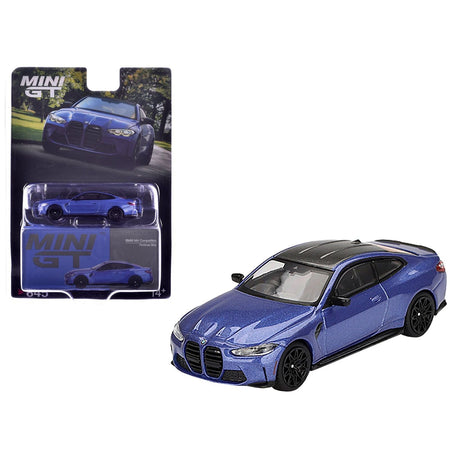 BMW M4 Competition Portimao Blue Metallic with Carbon Top Limited Edition 1/64 Diecast Model Car by Mini GT-Mini GT-ModelCars.com