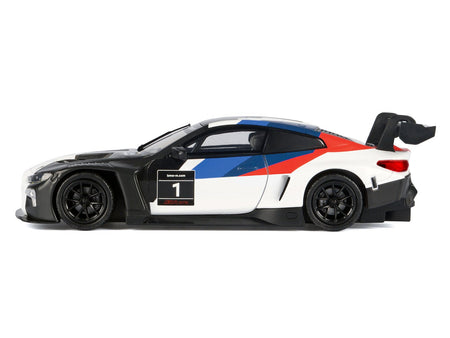 BMW M4 GT3 #1 White with Black Blue and Red Graphics "GT Racing" Series 1/24 Diecast Model Car by Motormax-Motormax-ModelCars.com